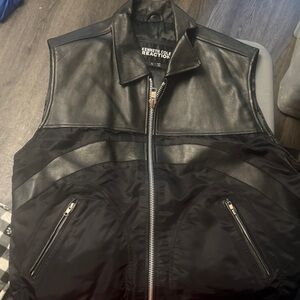 Kenneth Cole Reaction Black Leather and Nylon Vest